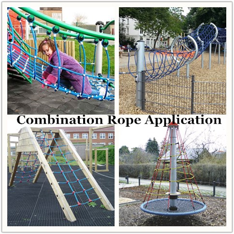 16 mm 6 ίνες PET ή PP εξωτερικό συνδυασμό σχοινί παιδικής χαράς για αναρριχητικό δίχτυ 13