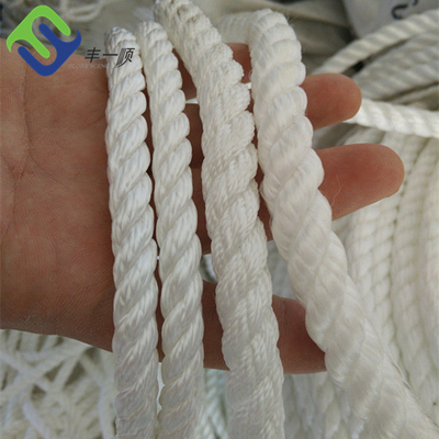 20mm/24mm 220m 3 νήματα νάιλον στρεβλωμένο σκοινί με λευκό χρώμα
