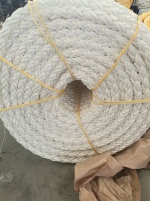 Λευκό χρώμα8 ράβδος 64mm/72mm Πολυπροπυλένιο PP θαλάσσιο σκοινί αγκυρώσεως με υψηλό φορτίο σπάσματος