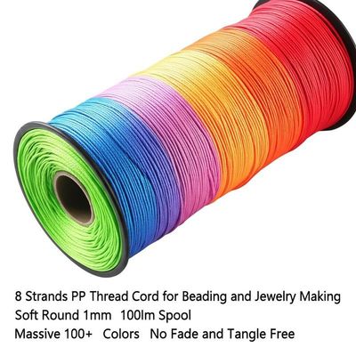 8 Strands PP Thread Cord with 1mm Diameter and 100m Length for Jewelry Making and Beading